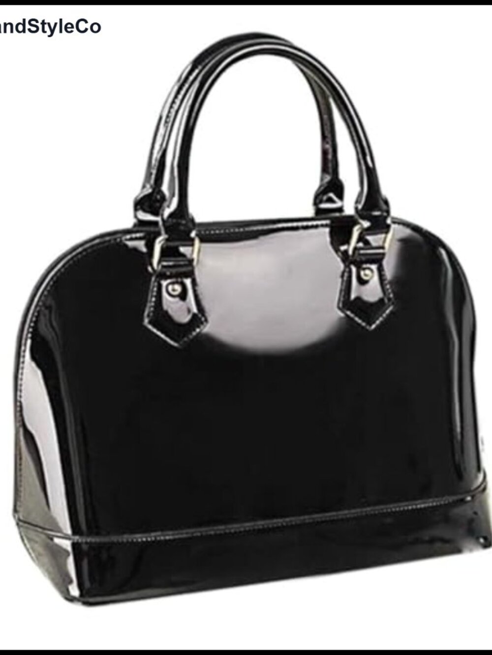 Patent Leather Dome Satchel Purse Zip-around Handbag Multi-Pocket Shoulder Bag